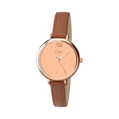 Ladies rose gold plated strap watch 6073.01